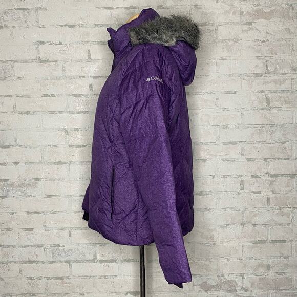 Columbia | Purple Down Feather Puffer Hooded Winter Jacket - Picture 3 of 7